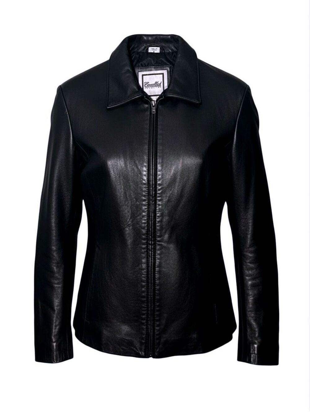 EXCELLED COLLECTION Womens (L) Black 100% Genuine Leather Zip-Up Jacket - Lined